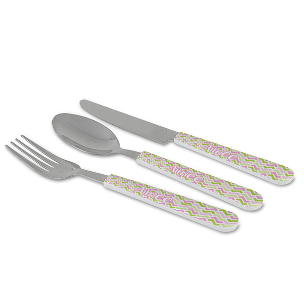 Pink & Green Geometric Cutlery Set - MAIN