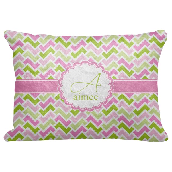 Custom Pink & Green Geometric Decorative Baby Pillowcase - 16"x12" (Personalized)