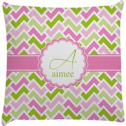 Pink & Green Geometric Decorative Pillow Case (Personalized)