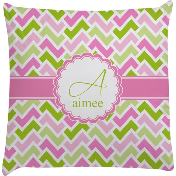 Custom Pink & Green Geometric Decorative Pillow Case (Personalized)