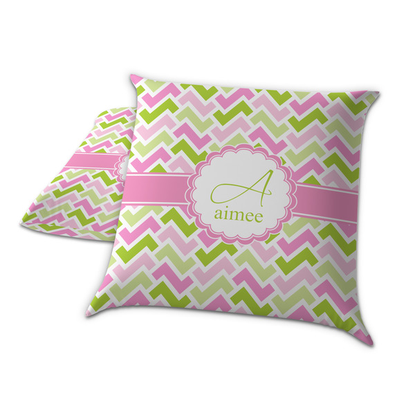 Pink & Green Geometric Decorative Pillow Case - TWO