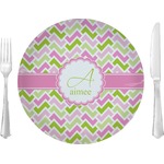 Pink & Green Geometric 10" Glass Lunch / Dinner Plates - Single or Set (Personalized)