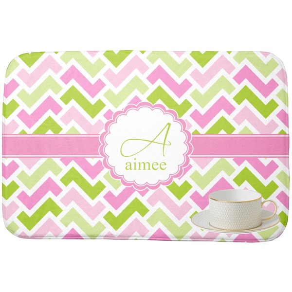 Pink & Green Geometric Dish Drying Mat