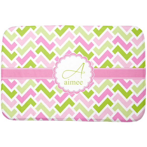 Custom Pink & Green Geometric Dish Drying Mat (Personalized)