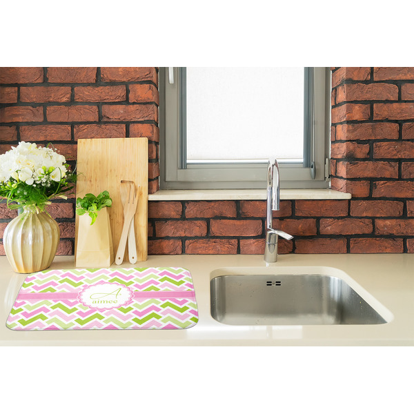 Pink & Green Geometric Dish Drying Mat - LIFESTYLE 2