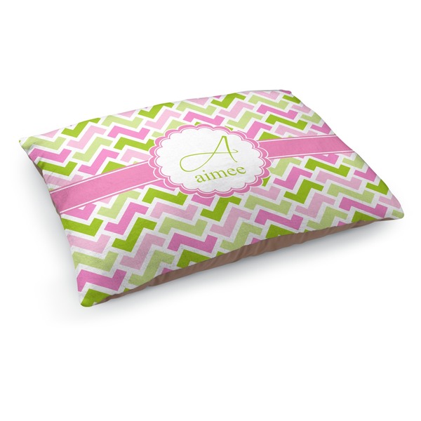 Custom Pink & Green Geometric Dog Bed - Medium w/ Name and Initial