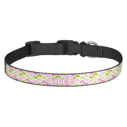 Pink & Green Geometric Dog Collar - Medium (Personalized)
