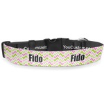 Pink & Green Geometric Deluxe Dog Collar - Extra Large (16" to 27") (Personalized)