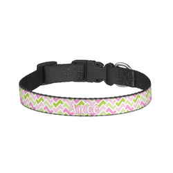 Pink & Green Geometric Dog Collar - Small (Personalized)