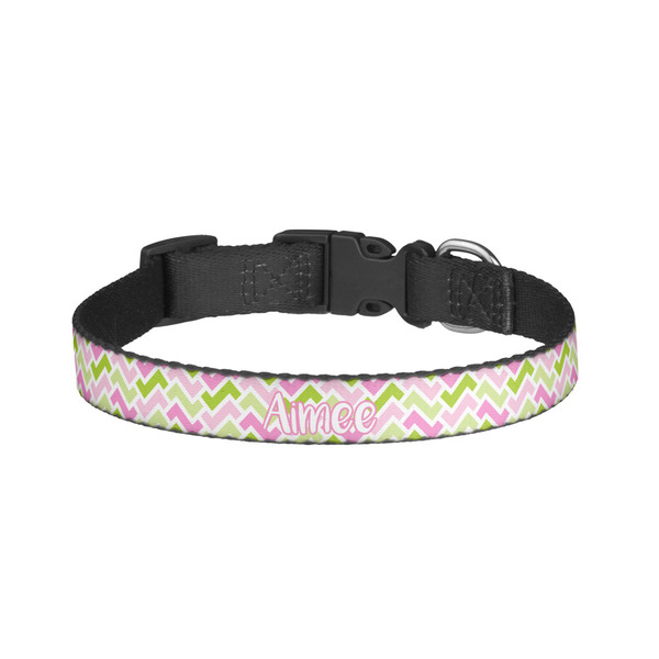 Custom Pink & Green Geometric Dog Collar - Small (Personalized)