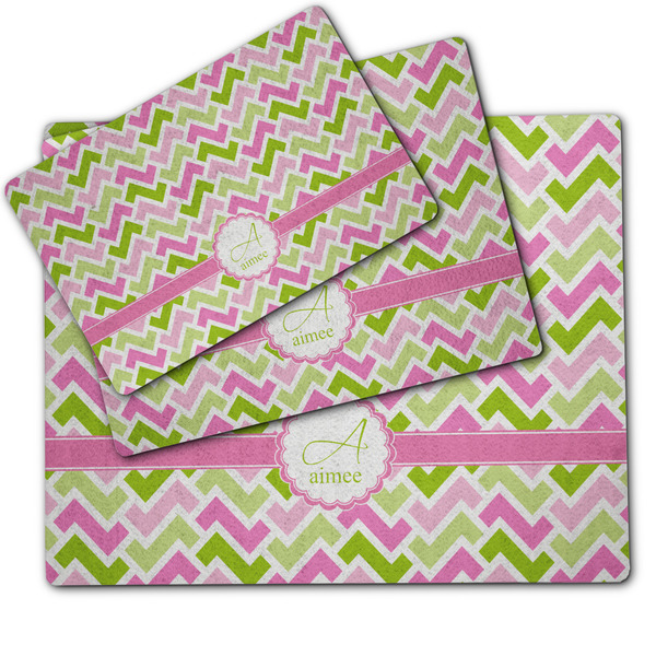 Pink & Green Geometric Dog Food Mat - MAIN (sm, med, lrg)