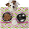 Pink & Green Geometric Dog Food Mat - Medium LIFESTYLE