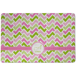 Pink & Green Geometric Dog Food Mat w/ Name and Initial