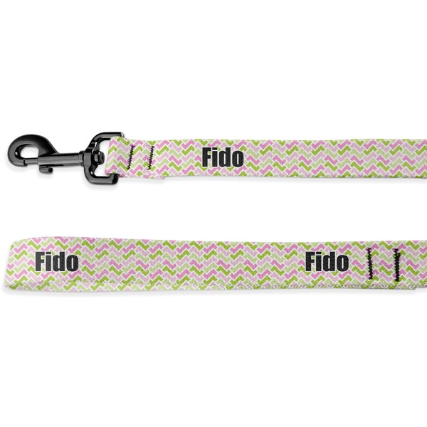 Custom Pink & Green Geometric Deluxe Dog Leash - 4 ft (Personalized)