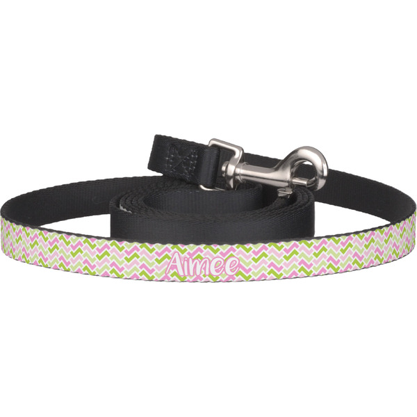 Custom Pink & Green Geometric Dog Leash (Personalized)