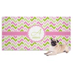 Pink & Green Geometric Dog Towel (Personalized)