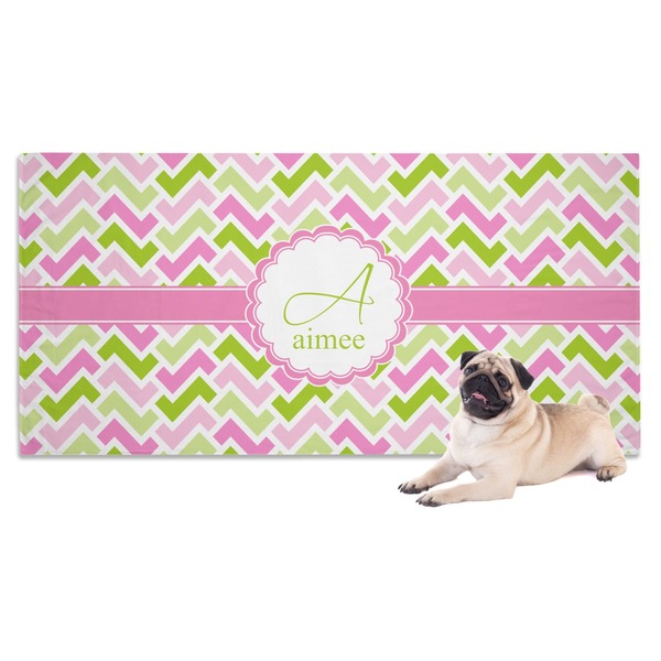 Custom Pink & Green Geometric Dog Towel (Personalized)