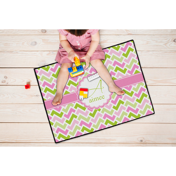 Pink & Green Geometric Door Mats - LIFESTYLE kid