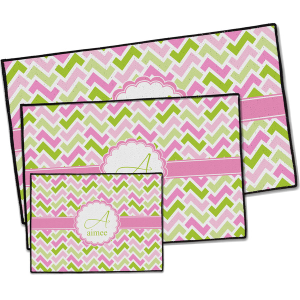 Pink & Green Geometric Door Mats - PARENT MAIN
