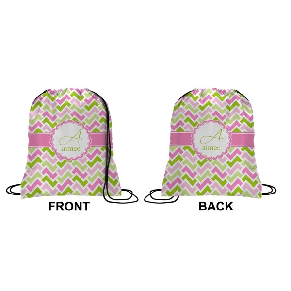 Pink & Green Geometric Drawstring Backpack