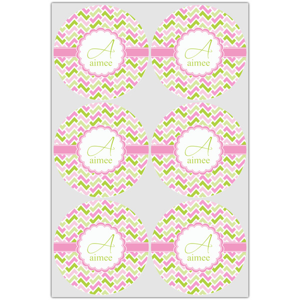 Pink & Green Geometric Drink Topper - Large - Set of 6