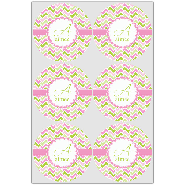 Pink & Green Geometric Drink Topper - XLarge - Set of 6