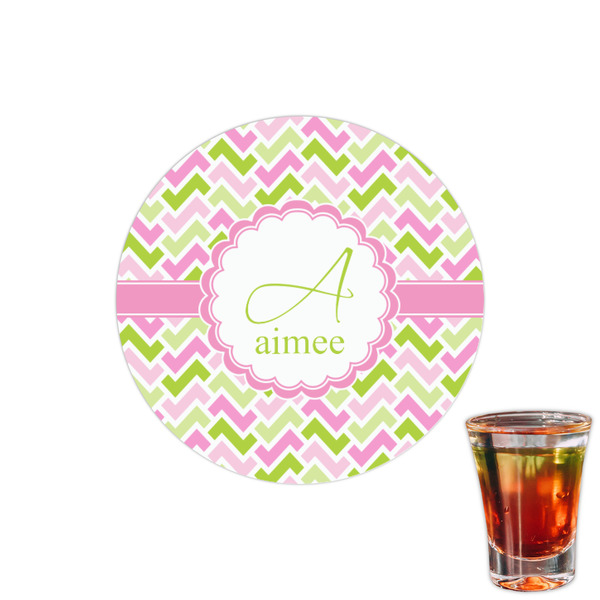 Custom Pink & Green Geometric Printed Drink Topper - 1.5" (Personalized)