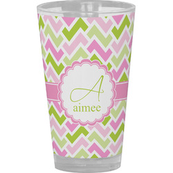 Pink & Green Geometric Pint Glass - Full Color (Personalized)