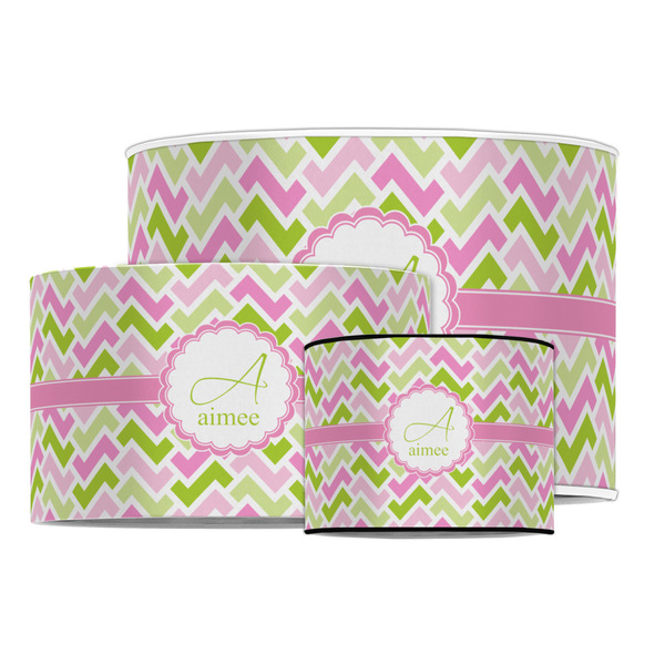Pink & Green Geometric Drum Lampshades - MAIN