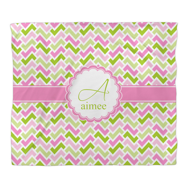 Pink & Green Geometric Duvet Cover - King - Front