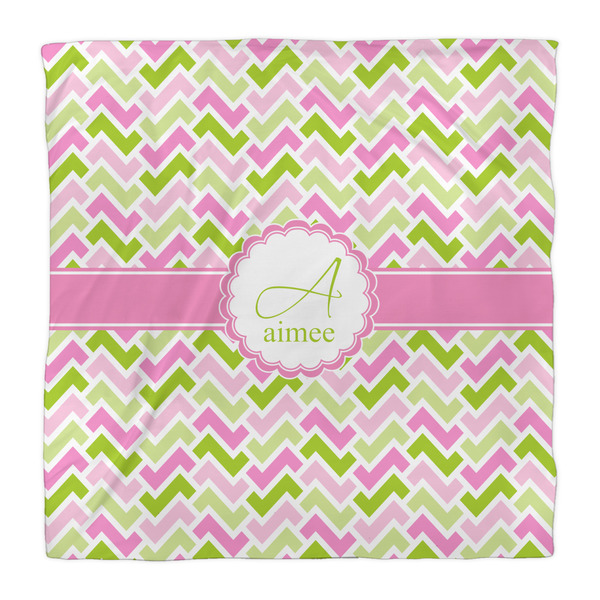 Pink & Green Geometric Duvet Cover - Queen - Front