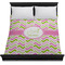Pink & Green Geometric Duvet Cover - Queen - On Bed - No Prop