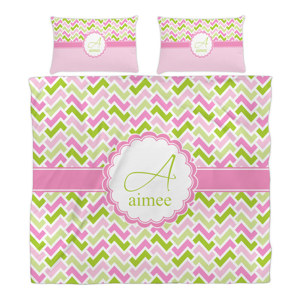 Pink & Green Geometric Duvet Cover Set - King - Alt Approval
