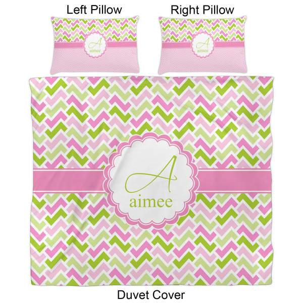 Pink & Green Geometric Duvet Cover Set - King - Approval
