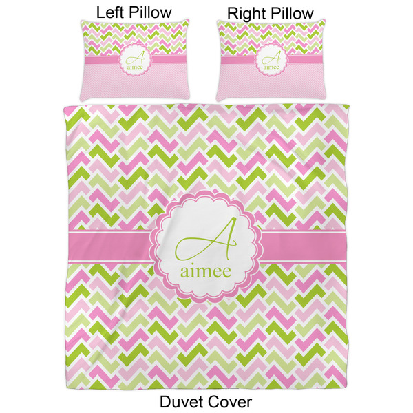 Pink & Green Geometric Duvet Cover Set - Queen - Approval