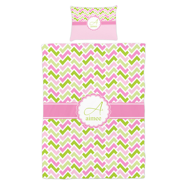 Pink & Green Geometric Duvet Cover Set - Twin - Alt Approval