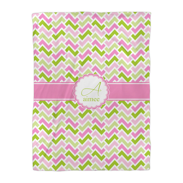 Pink & Green Geometric Duvet Cover - Twin XL - Front