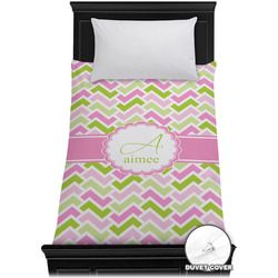 Pink & Green Geometric Duvet Cover - Twin XL (Personalized)
