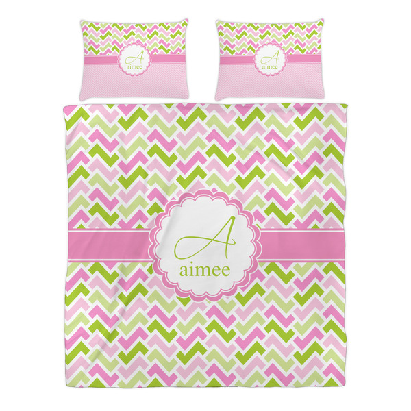 Pink & Green Geometric Duvet cover Set - Queen - Alt Approval