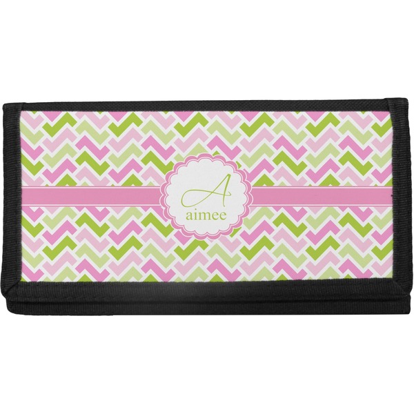 Custom Pink & Green Geometric Canvas Checkbook Cover (Personalized)