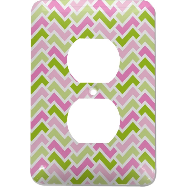Custom Pink & Green Geometric Electric Outlet Plate