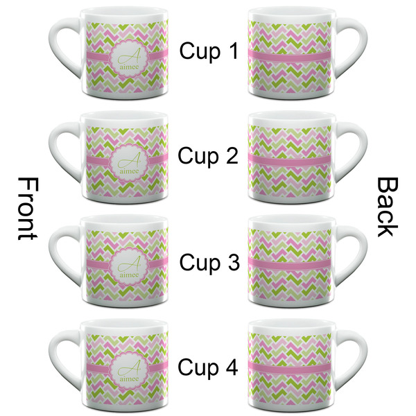 Pink & Green Geometric Espresso Cup - 6oz (Double Shot Set of 4) APPROVAL