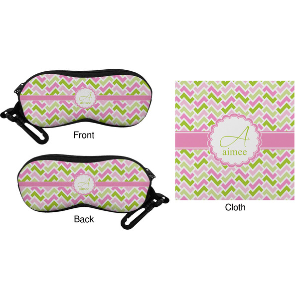 Pink & Green Geometric Eyeglass Case & Cloth (Approval)