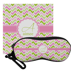Pink & Green Geometric Eyeglass Case & Cloth (Personalized)