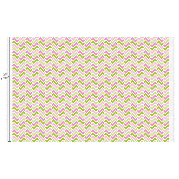 Pink & Green Geometric Fabric Full Yard