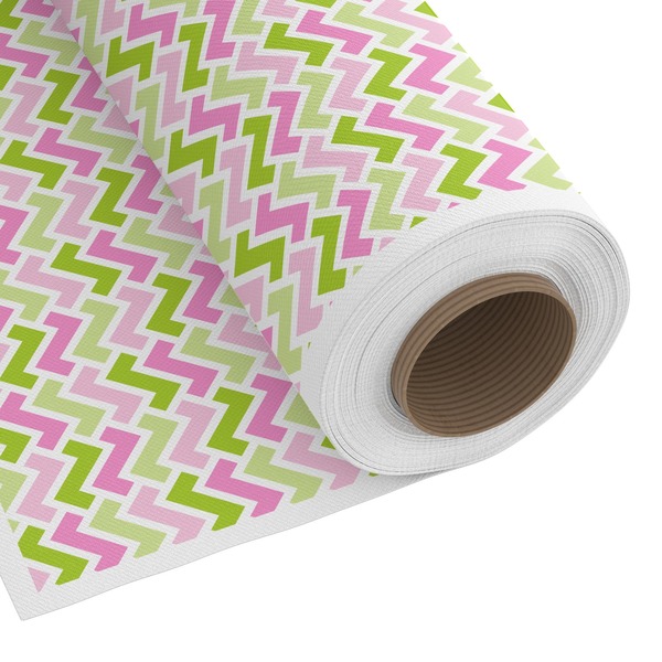 Custom Pink & Green Geometric Fabric by the Yard - Copeland Faux Linen