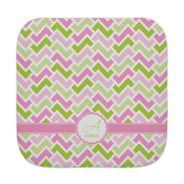 Custom Pink & Green Geometric Face Towel (Personalized)