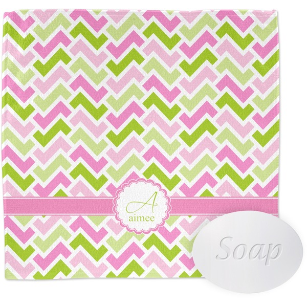 Custom Pink & Green Geometric Washcloth (Personalized)