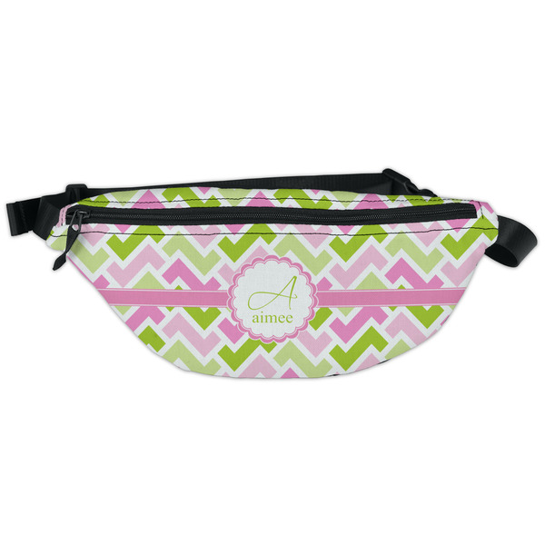 Custom Pink & Green Geometric Fanny Pack - Classic Style (Personalized)