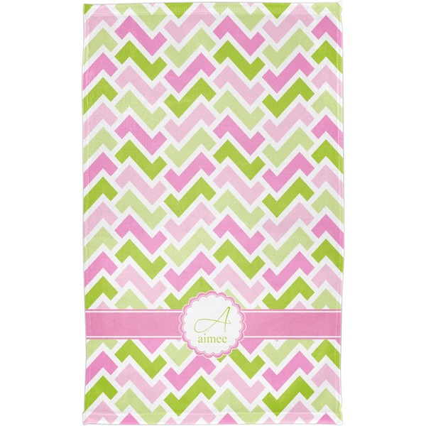 Pink & Green Geometric Finger Tip Towel - Full View